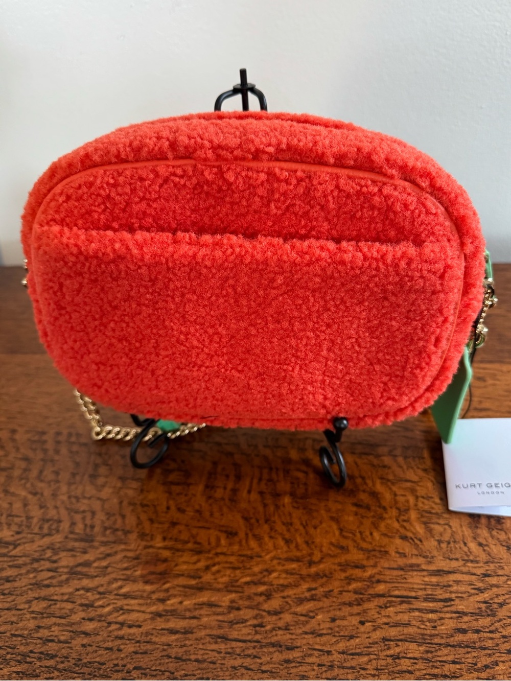 NWT Kurt Geiger London Chiswick Orange Faux Shearling Camera Bag w/ Two Straps - Picture 2 of 10